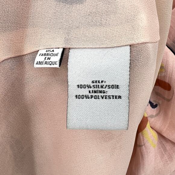 TANYA TAYLOR Chiara Silk Cold Shoulder Top Womens 4 Pink Abstract Floral Ruffle - Picture 13 of 16